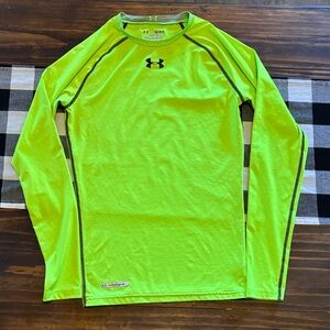 Under Armour medium compression heat gear long sleeve yellow green  shirt